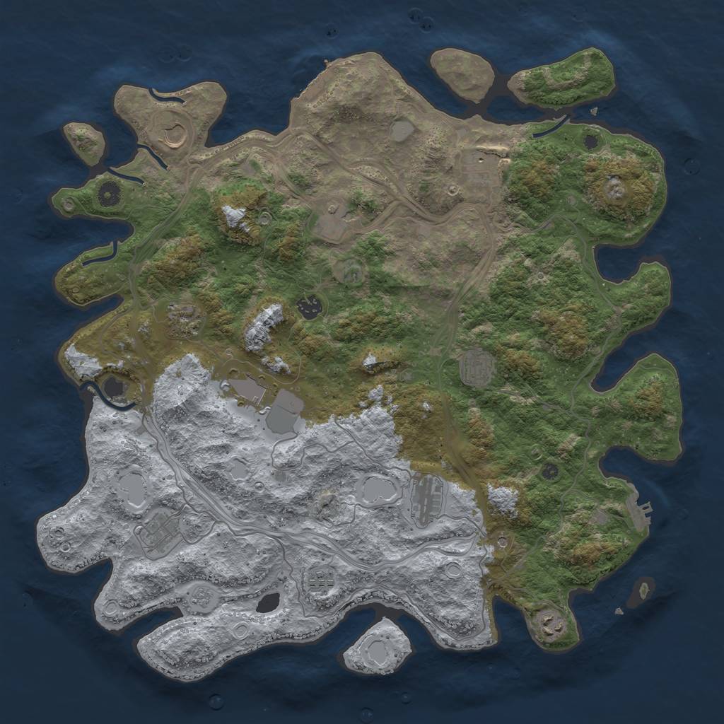 Rust Map: Procedural Map, Size: 4500, Seed: 1135553877, 20 Monuments
