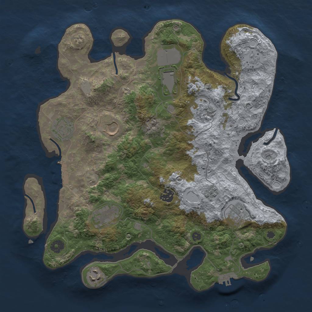 Rust Map: Procedural Map, Size: 3500, Seed: 64678, 18 Monuments