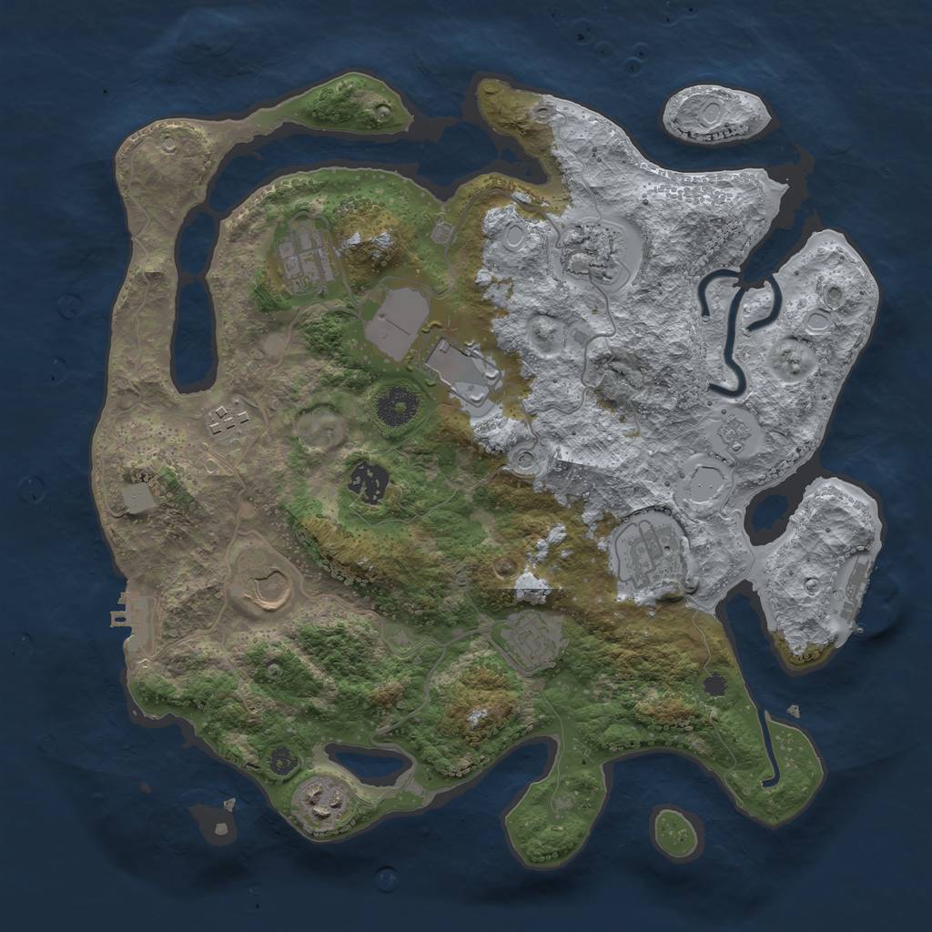 Rust Map: Procedural Map, Size: 3500, Seed: 1393300243, 18 Monuments