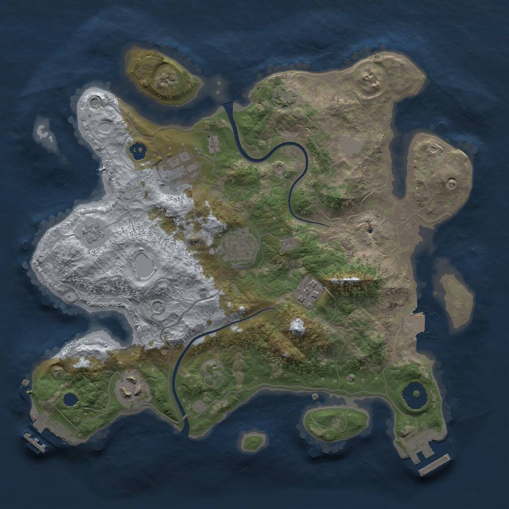 Rust Map: Procedural Map, Size: 3000, Seed: 6361, 10 Monuments