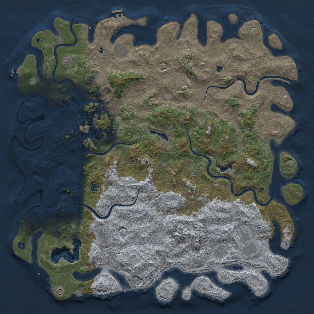 Rust Map: Procedural Map, Size: 6000, Seed: 9865, 17 Monuments