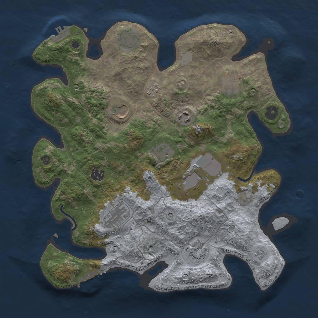 Rust Map: Procedural Map, Size: 3500, Seed: 9127232, 19 Monuments