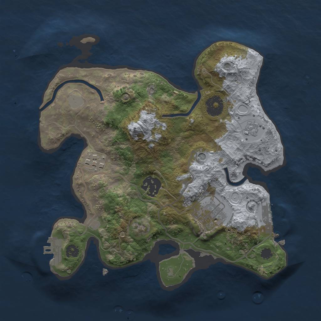 Rust Map: Procedural Map, Size: 2500, Seed: 1402640559, 12 Monuments