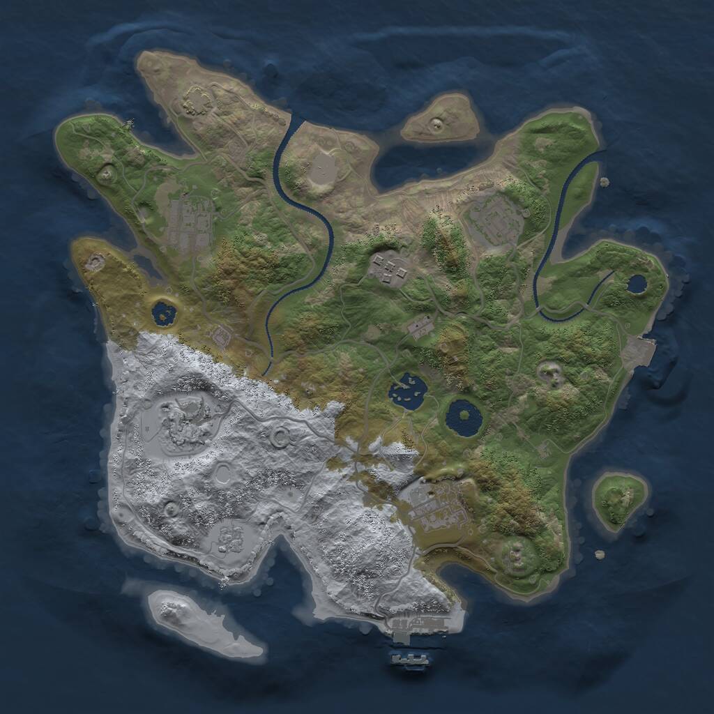 Rust Map: Procedural Map, Size: 3000, Seed: 1910392840, 10 Monuments