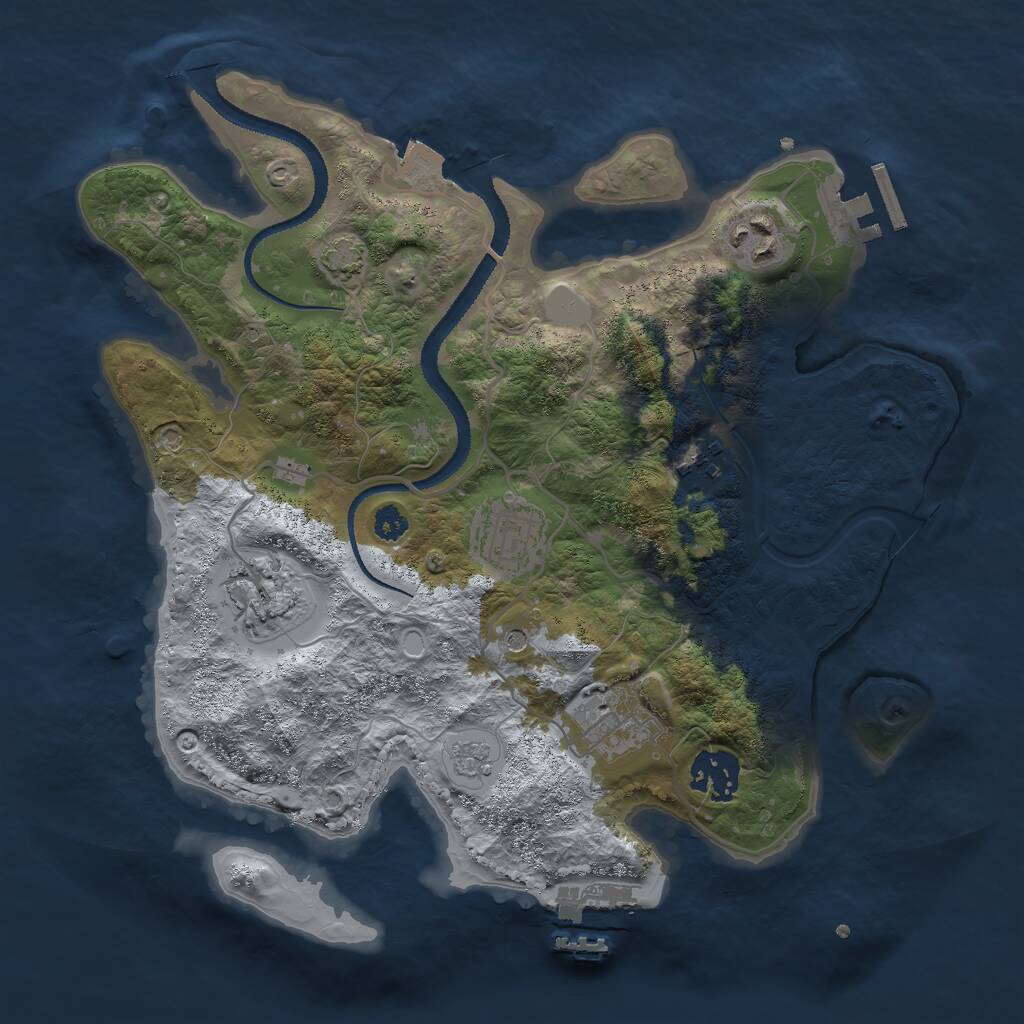 Rust Map: Procedural Map, Size: 3000, Seed: 1910392840, 12 Monuments