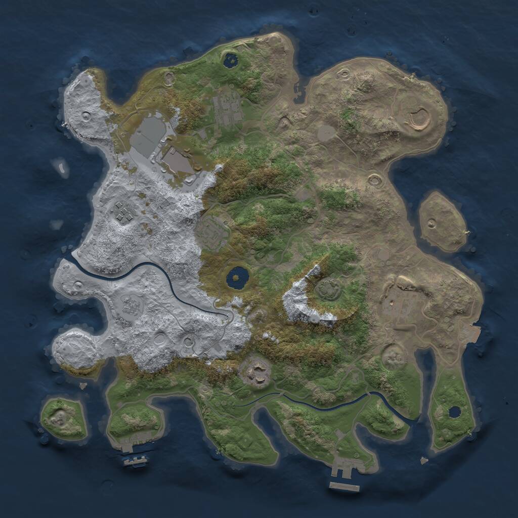 Rust Map: Procedural Map, Size: 3500, Seed: 51221, 13 Monuments