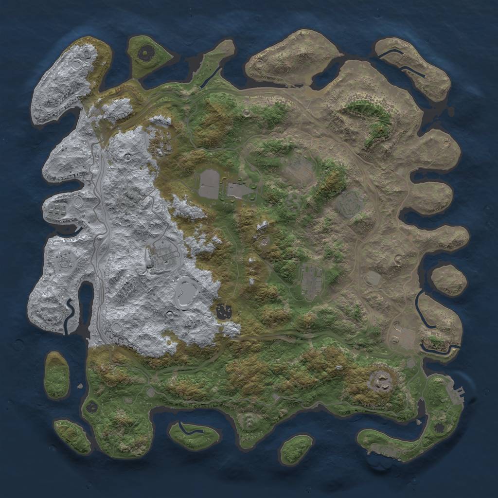 Rust Map: Procedural Map, Size: 4500, Seed: 37593, 19 Monuments
