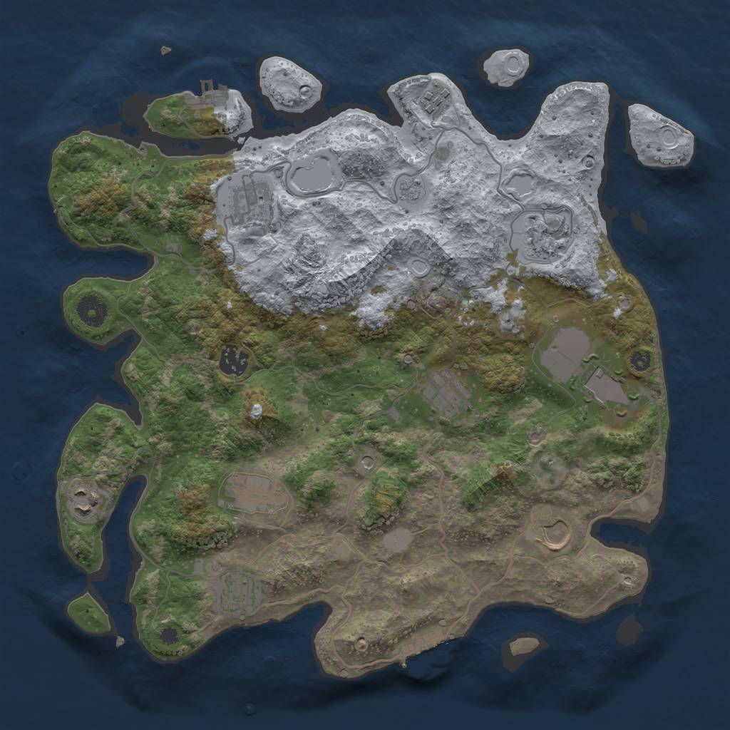 Rust Map: Procedural Map, Size: 3650, Seed: 572146304, 19 Monuments