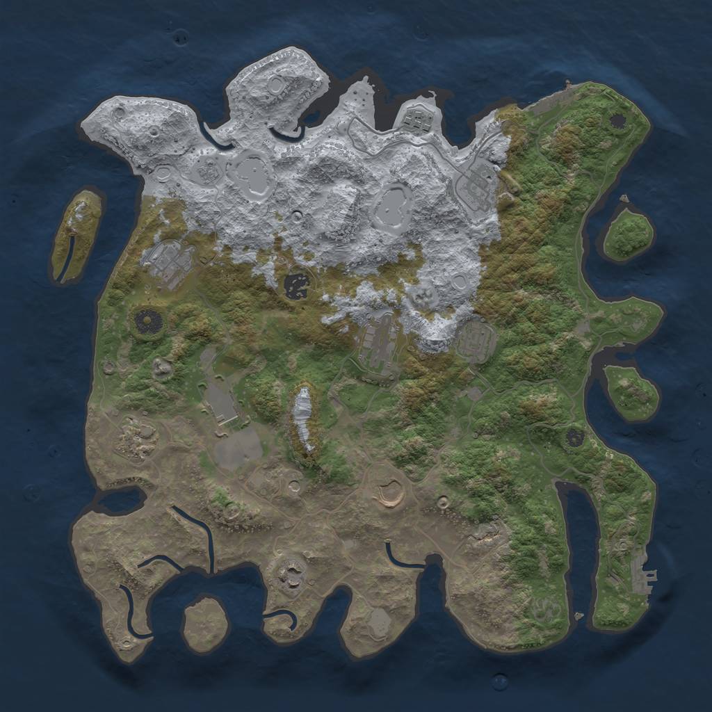 Rust Map: Procedural Map, Size: 3950, Seed: 456033096, 19 Monuments
