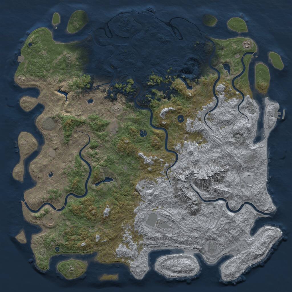 Rust Map: Procedural Map, Size: 6000, Seed: 2412, 17 Monuments