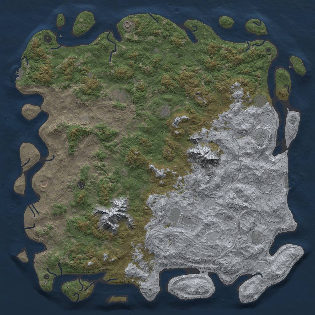 Rust Map: Procedural Map, Size: 6000, Seed: 2412, 20 Monuments