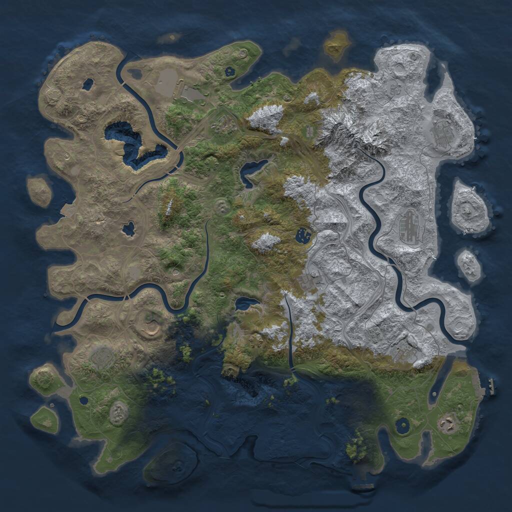 Rust Map: Procedural Map, Size: 5000, Seed: 917446388, 17 Monuments