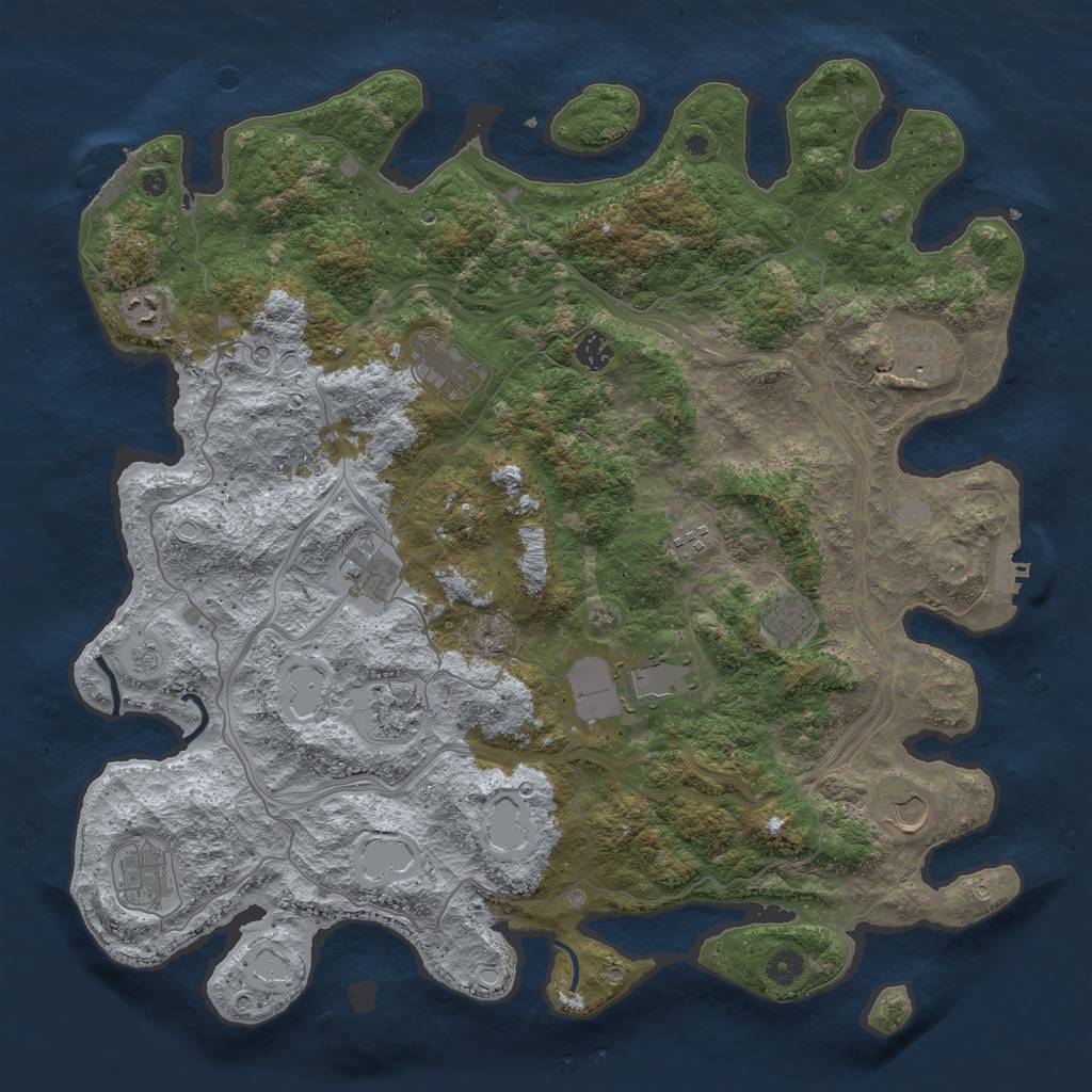 Rust Map: Procedural Map, Size: 4500, Seed: 19971121, 20 Monuments