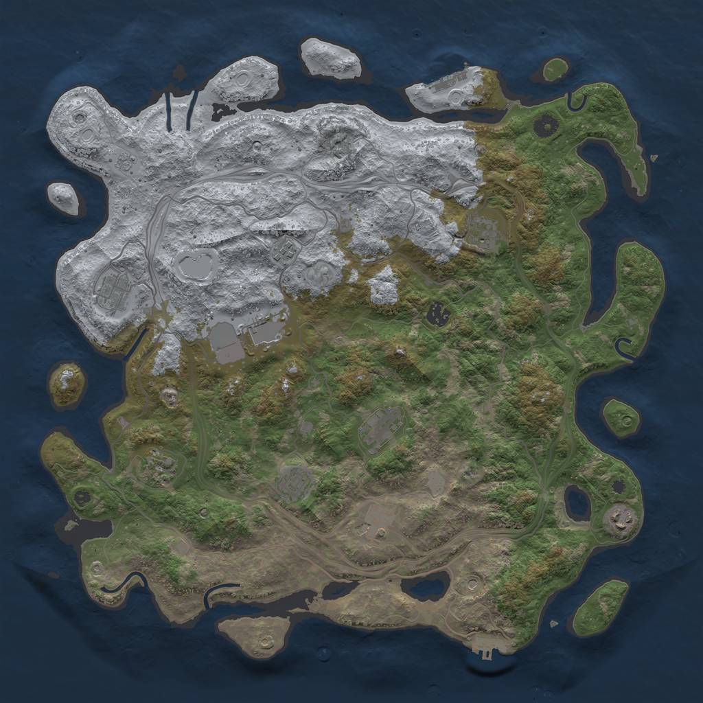 Rust Map: Procedural Map, Size: 4500, Seed: 4082022, 19 Monuments