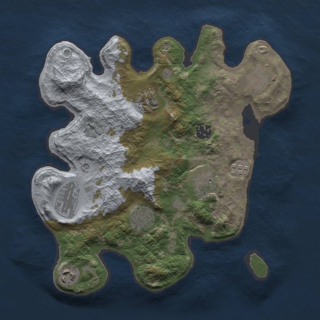 Rust Map: Barren, Size: 3000, Seed: 1489501515, 11 Monuments