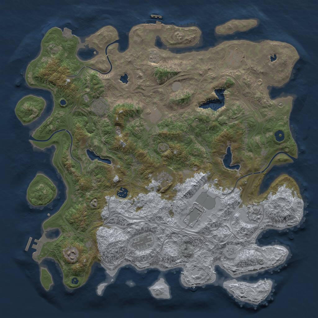Rust Map: Procedural Map, Size: 4500, Seed: 138432, 16 Monuments