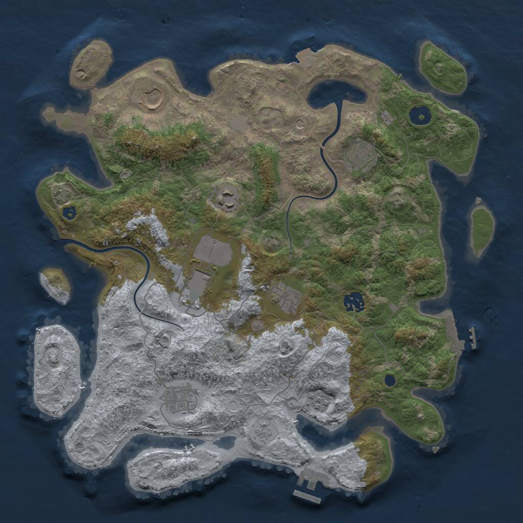 Rust Map: Procedural Map, Size: 3750, Seed: 154050, 14 Monuments