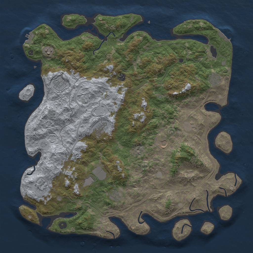 Rust Map: Procedural Map, Size: 4800, Seed: 3077129, 20 Monuments