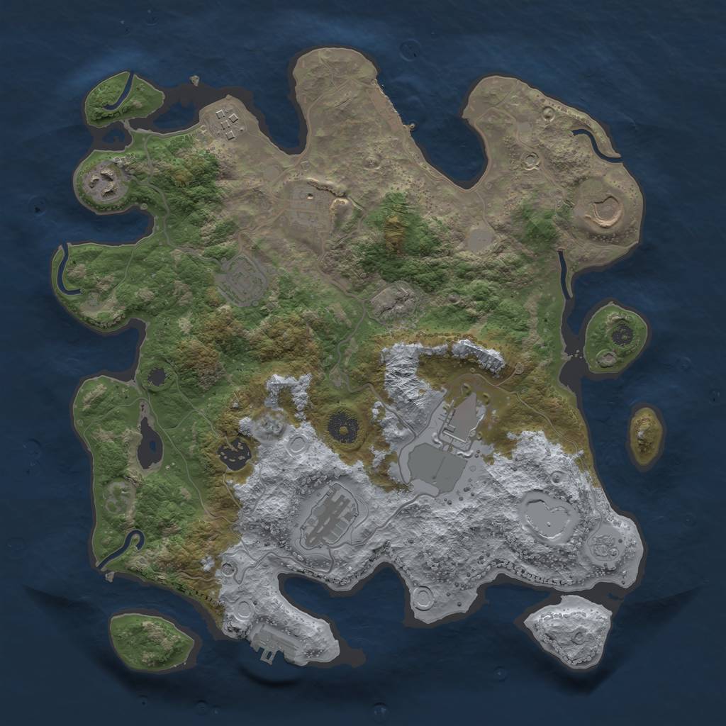 Rust Map: Procedural Map, Size: 3500, Seed: 8767435, 17 Monuments