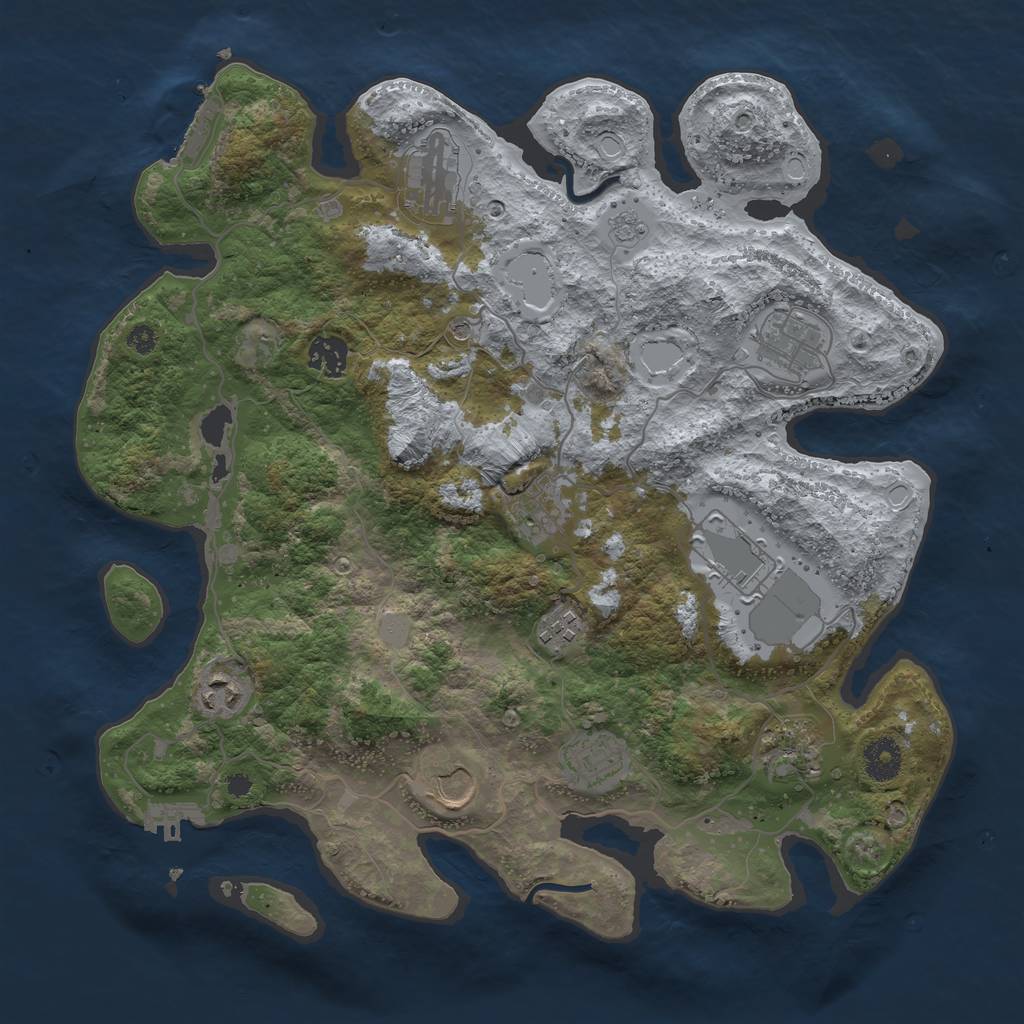 Rust Map: Procedural Map, Size: 3700, Seed: 1930600725, 19 Monuments