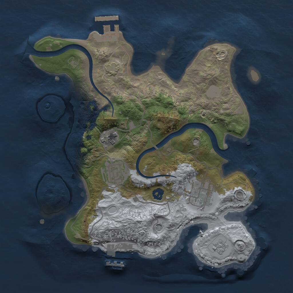 Rust Map: Procedural Map, Size: 2500, Seed: 107469, 9 Monuments