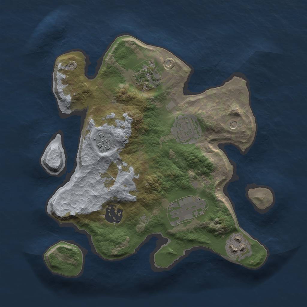 Rust Map: Barren, Size: 2500, Seed: 123421, 9 Monuments