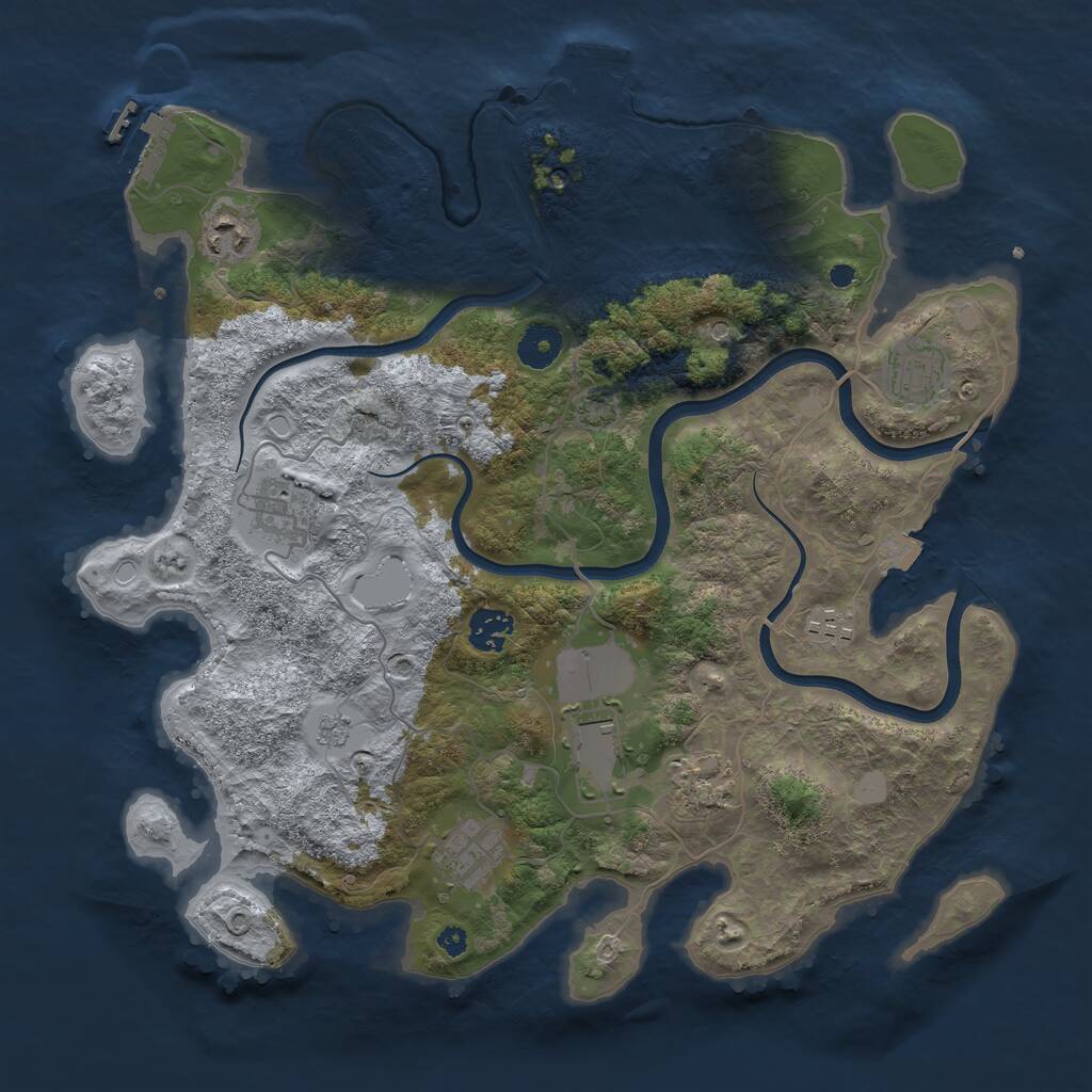 Rust Map: Procedural Map, Size: 3700, Seed: 1734255550, 14 Monuments