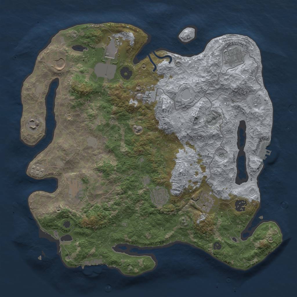 Rust Map: Procedural Map, Size: 3700, Seed: 1191458143, 19 Monuments
