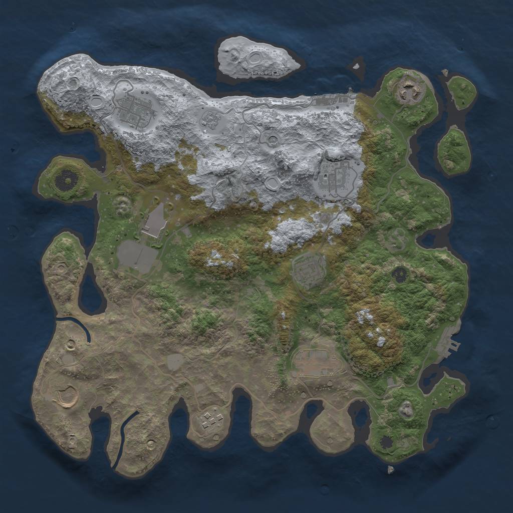 Rust Map: Procedural Map, Size: 3500, Seed: 135085935, 17 Monuments