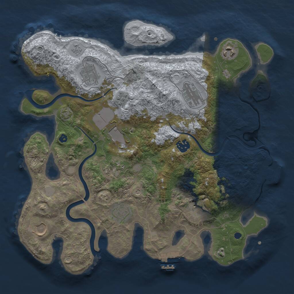 Rust Map: Procedural Map, Size: 3500, Seed: 135085935, 16 Monuments