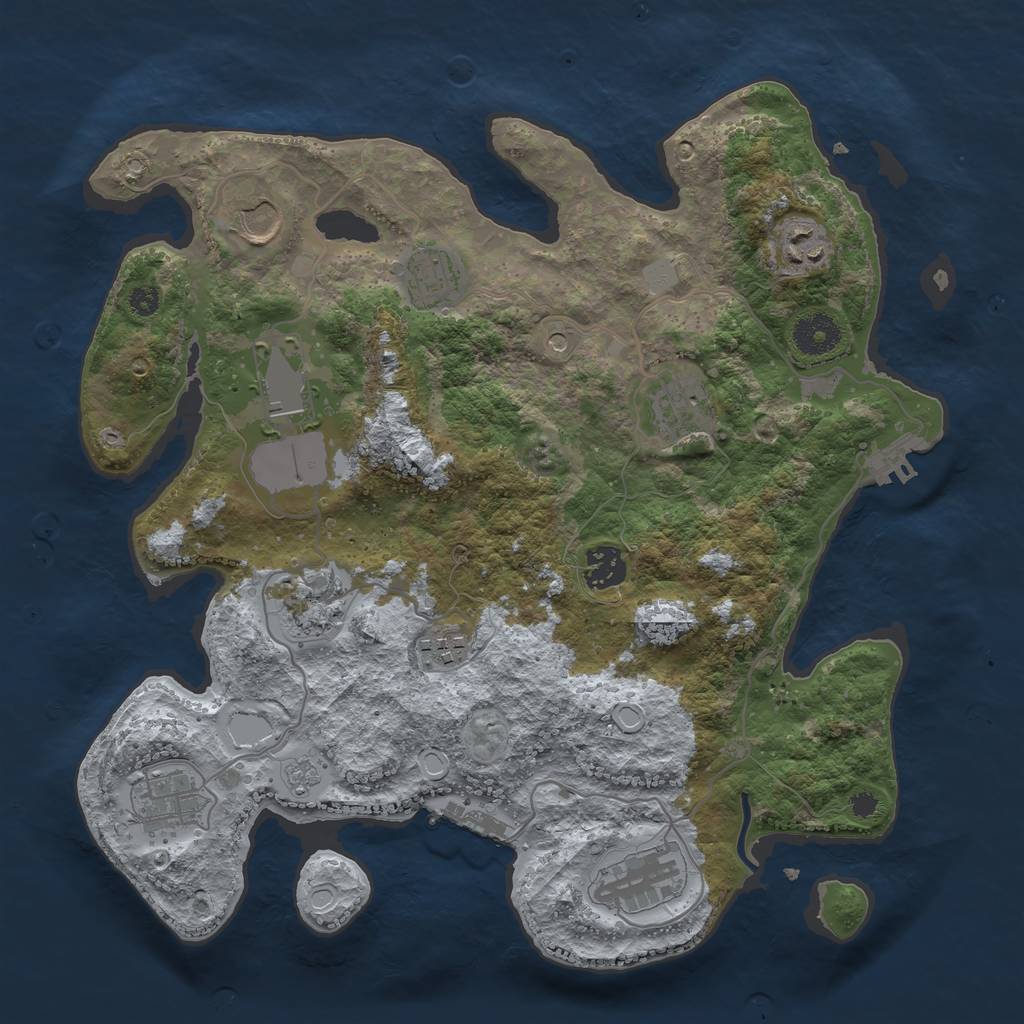 Rust Map: Procedural Map, Size: 3500, Seed: 435470450, 19 Monuments