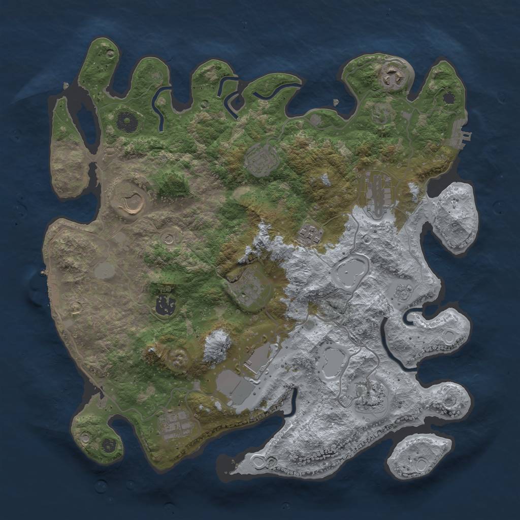 Rust Map: Procedural Map, Size: 3700, Seed: 888773570, 19 Monuments