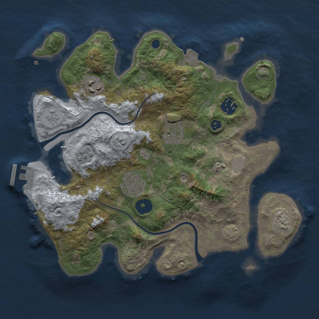 Rust Map: Procedural Map, Size: 3000, Seed: 27044, 10 Monuments