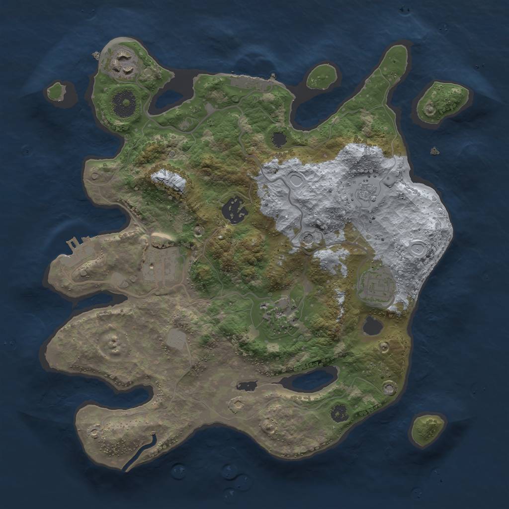 Rust Map: Procedural Map, Size: 3000, Seed: 25887, 14 Monuments