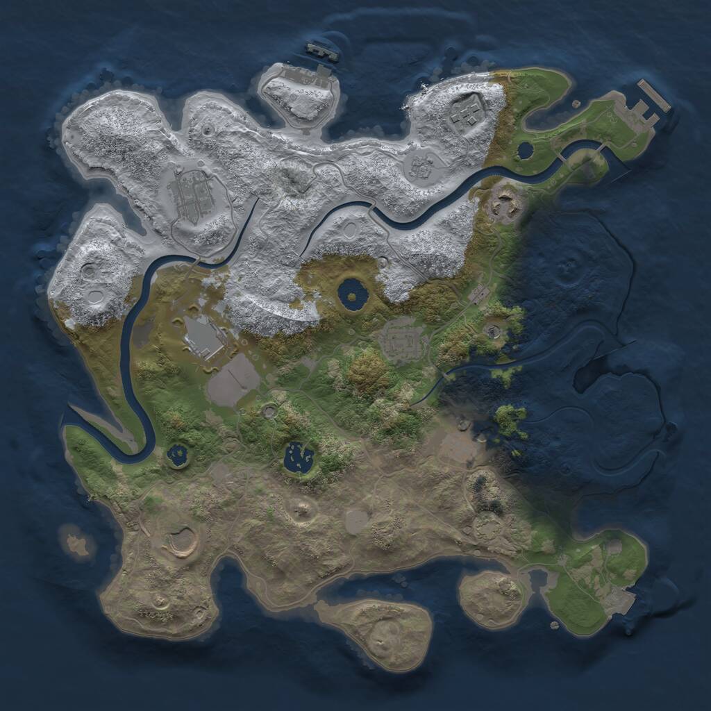 Rust Map: Procedural Map, Size: 3500, Seed: 763083449, 14 Monuments