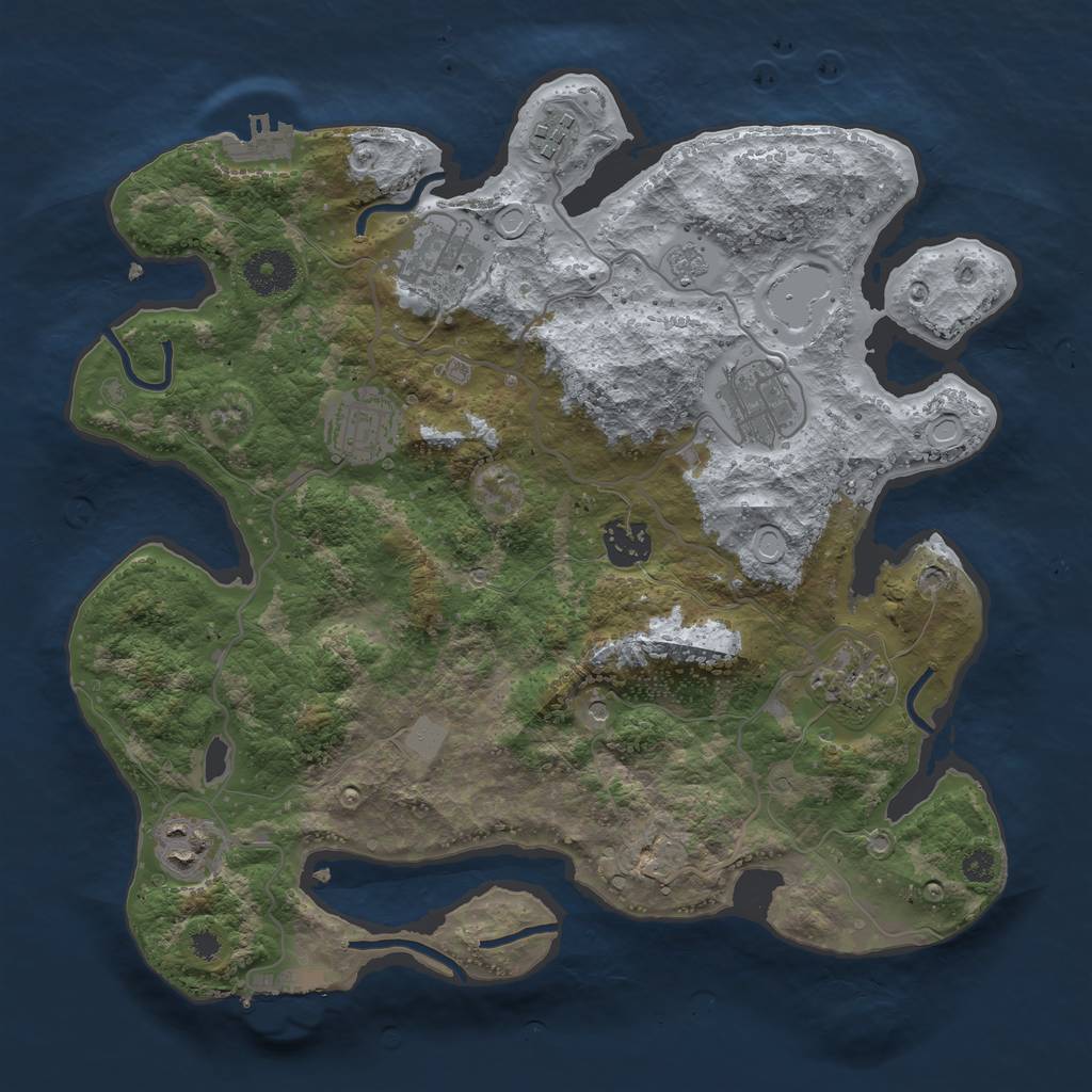 Rust Map: Procedural Map, Size: 3333, Seed: 125579354, 16 Monuments