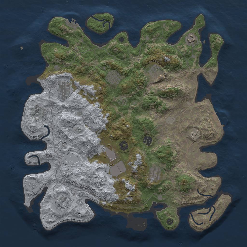 Rust Map: Procedural Map, Size: 4000, Seed: 1957732401, 18 Monuments