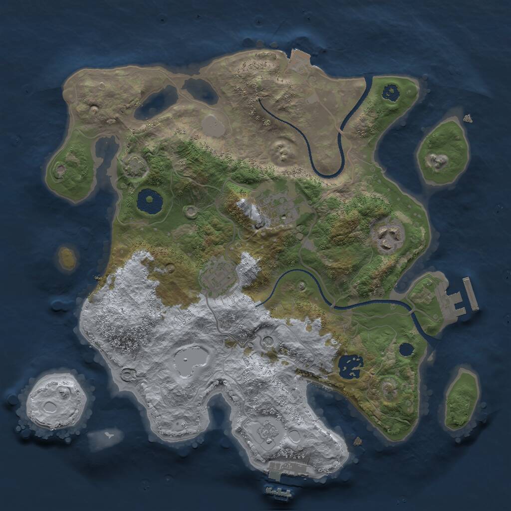 Rust Map: Procedural Map, Size: 3000, Seed: 6742, 10 Monuments