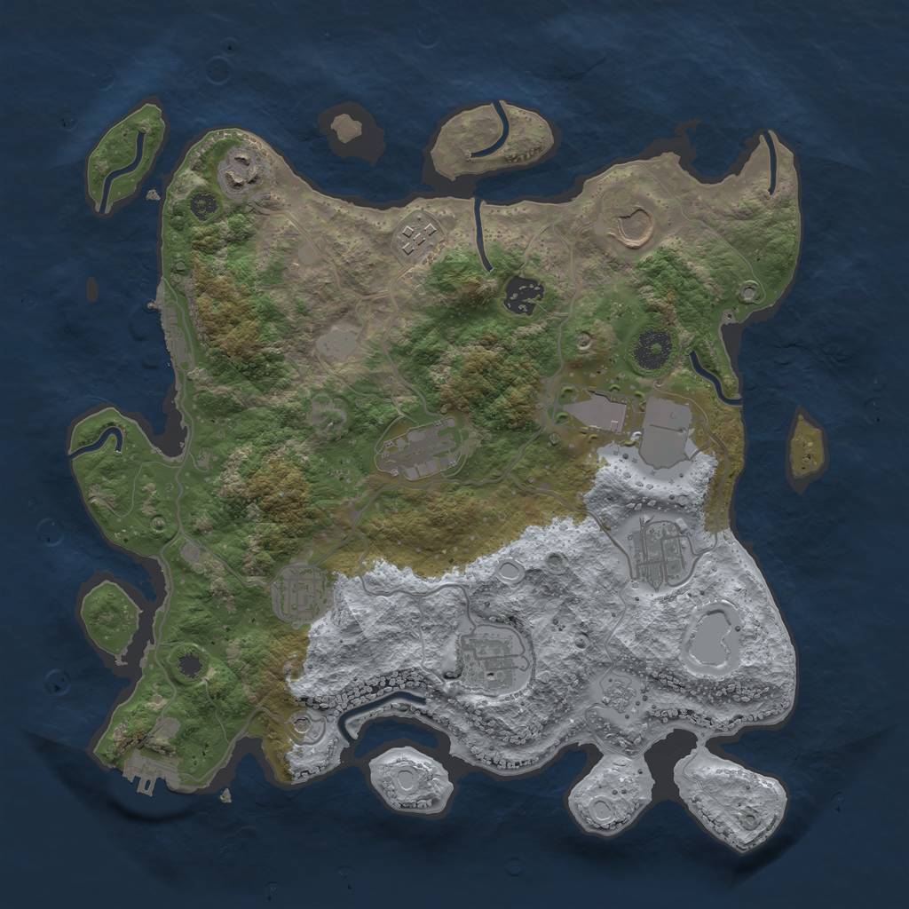 Rust Map: Procedural Map, Size: 3500, Seed: 122271896, 18 Monuments