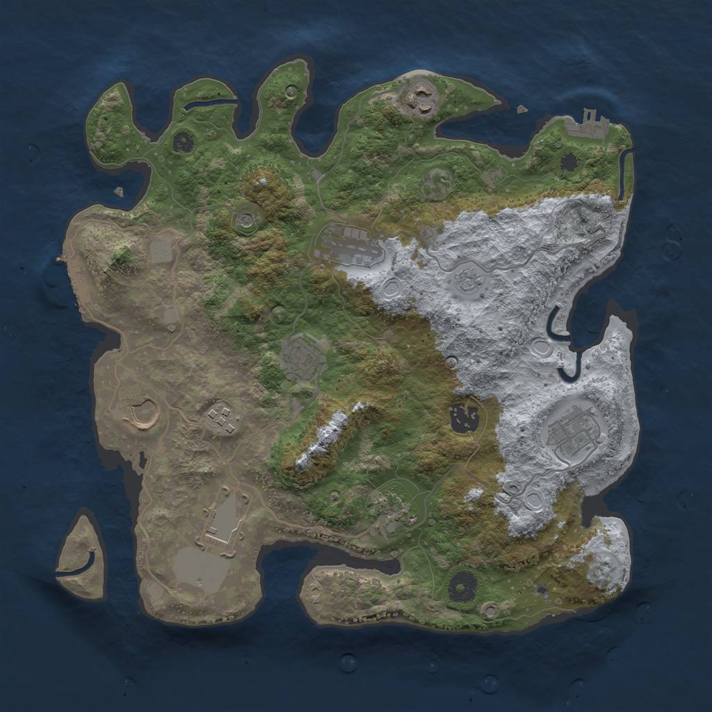 Rust Map: Procedural Map, Size: 3500, Seed: 27360, 18 Monuments