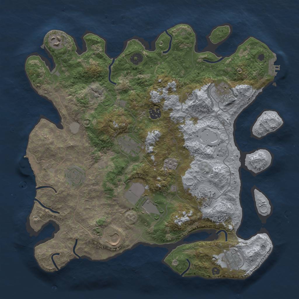 Rust Map: Procedural Map, Size: 3700, Seed: 1585510756, 19 Monuments
