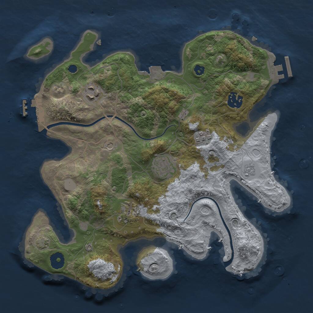 Rust Map: Procedural Map, Size: 3000, Seed: 84849, 11 Monuments