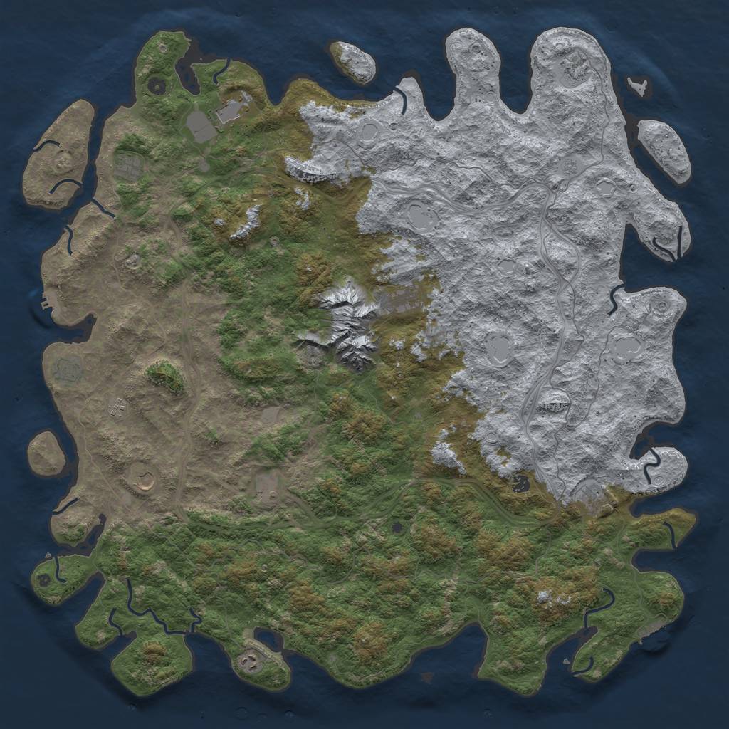 Rust Map: Procedural Map, Size: 6000, Seed: 628838390, 20 Monuments
