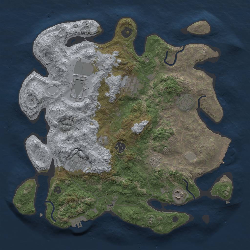 Rust Map: Procedural Map, Size: 3500, Seed: 662970971, 16 Monuments