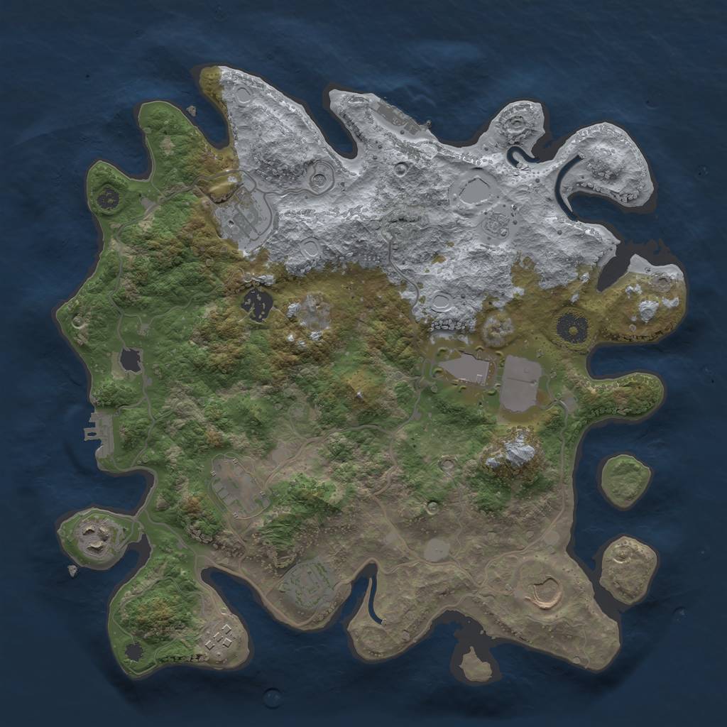 Rust Map: Procedural Map, Size: 3500, Seed: 1480735842, 17 Monuments
