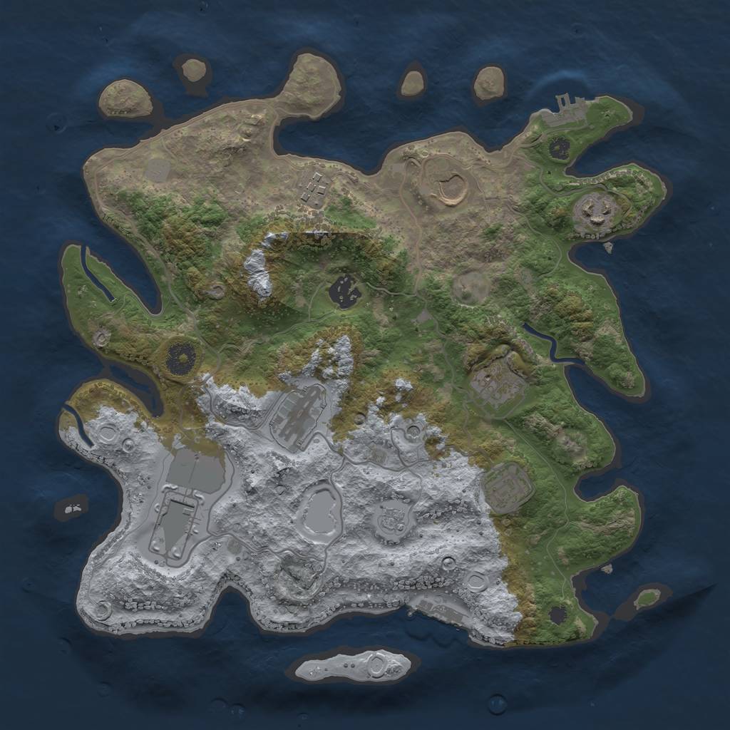 Rust Map: Procedural Map, Size: 3500, Seed: 1664167326, 17 Monuments