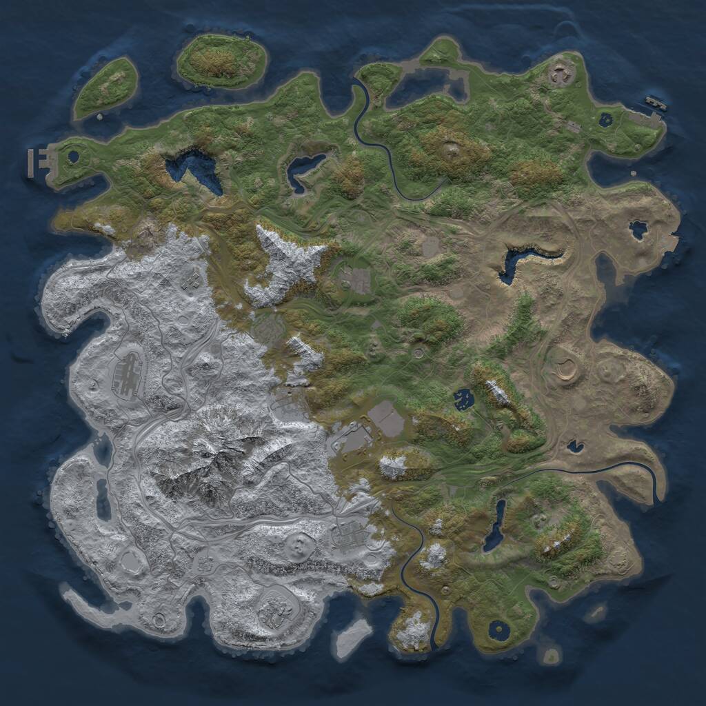 Rust Map: Procedural Map, Size: 5000, Seed: 34672215, 17 Monuments