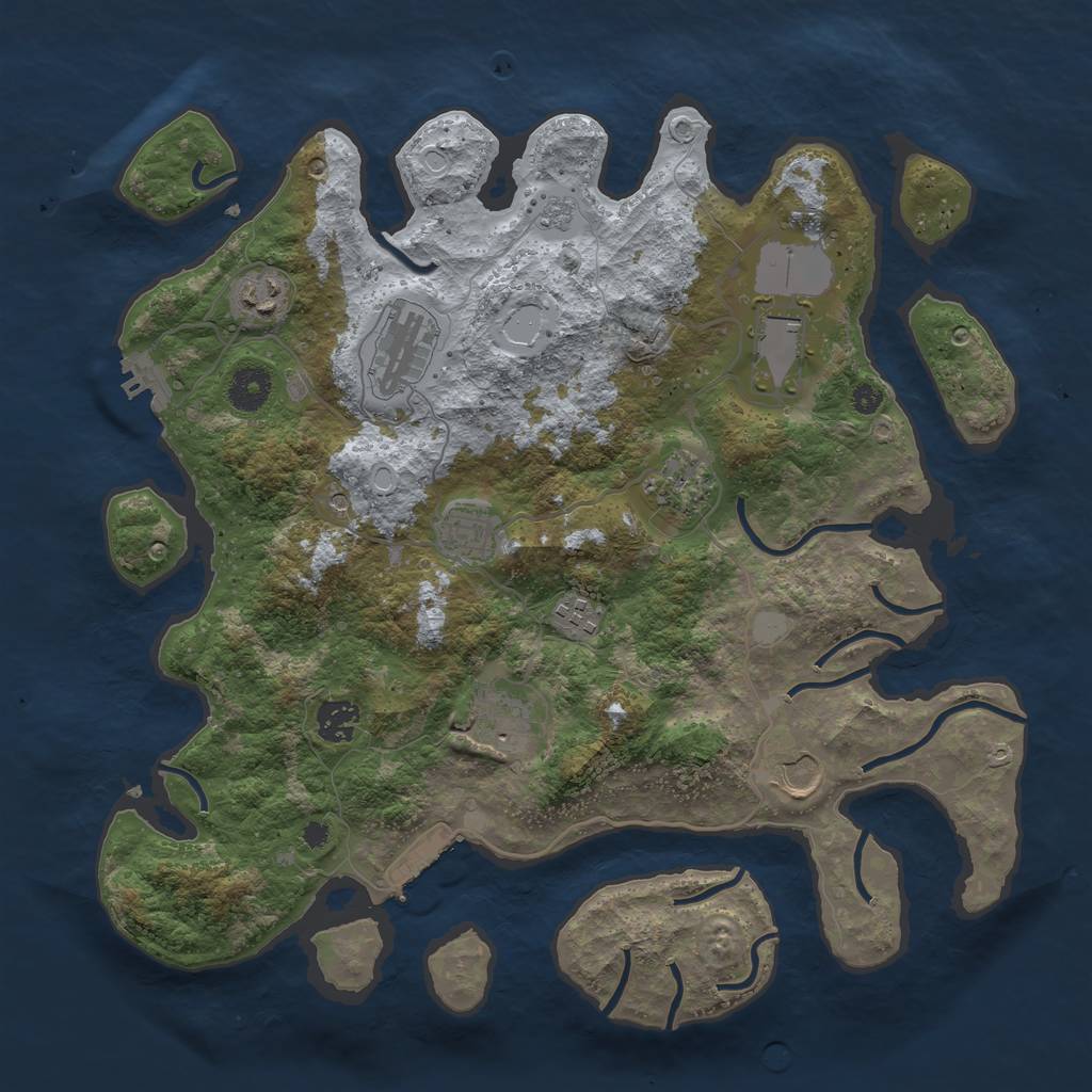 Rust Map: Procedural Map, Size: 3750, Seed: 74241, 18 Monuments