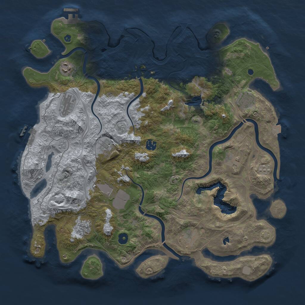 Rust Map: Procedural Map, Size: 4250, Seed: 1280369623, 16 Monuments