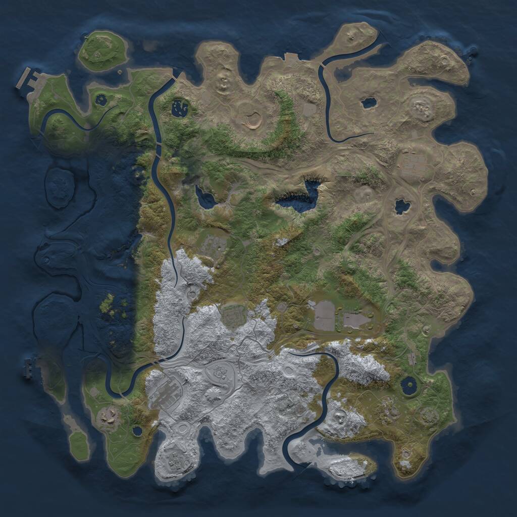 Rust Map: Procedural Map, Size: 4500, Seed: 504110573, 16 Monuments